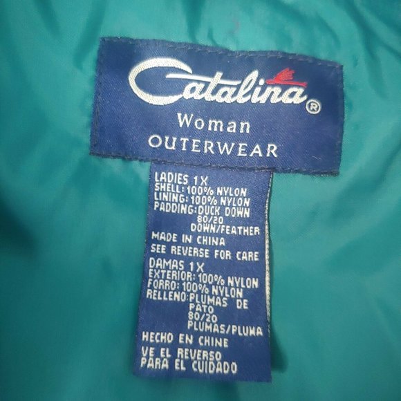 Catalina Women's 1X Down Puffer Vest Full Zip Front Outerwear Dark Teal Jacket - Picture 5 of 12